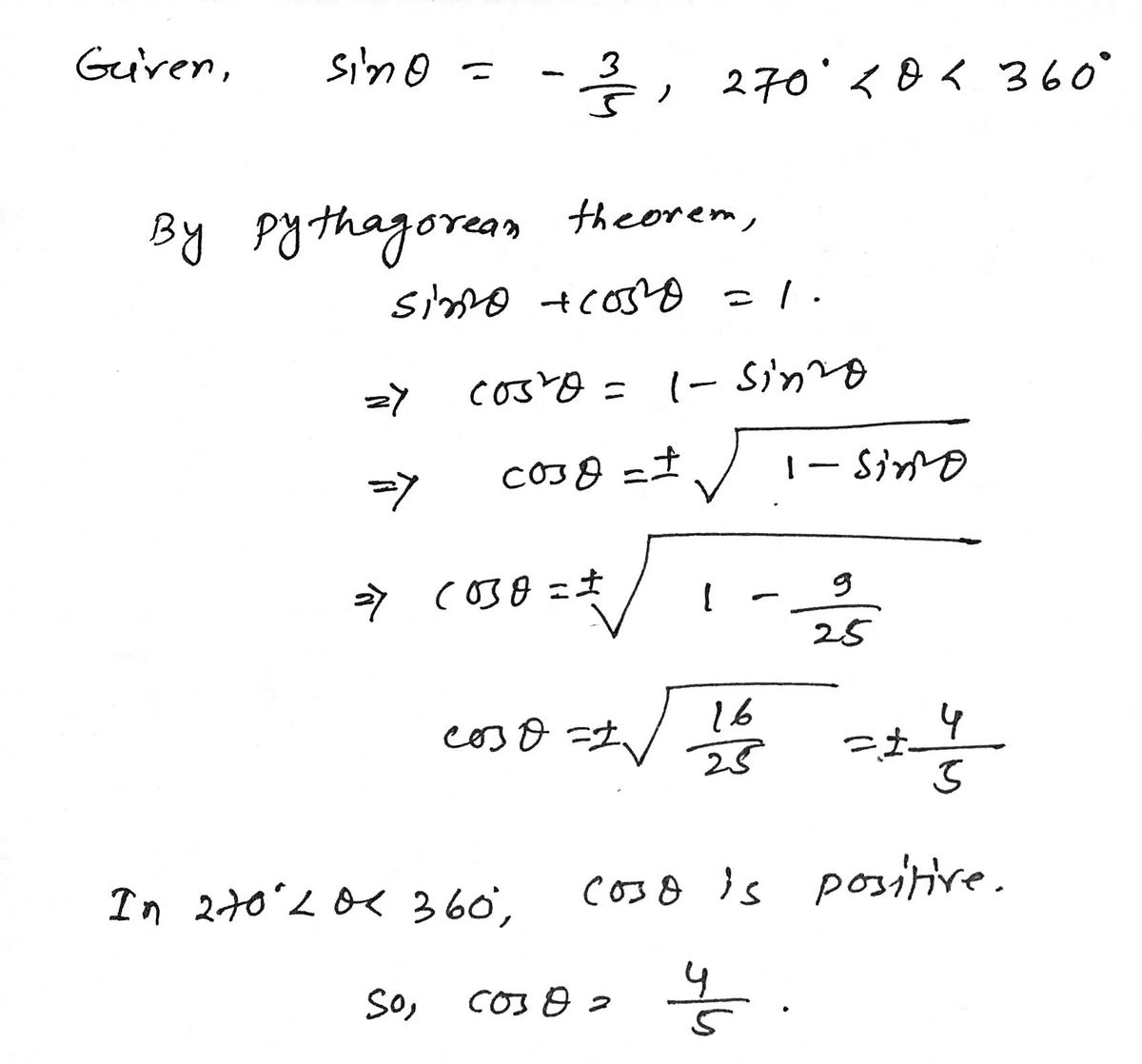 Trigonometry homework question answer, step 1, image 1